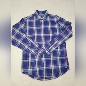 American Eagle Outfitters Blue and White Plaid Shirt